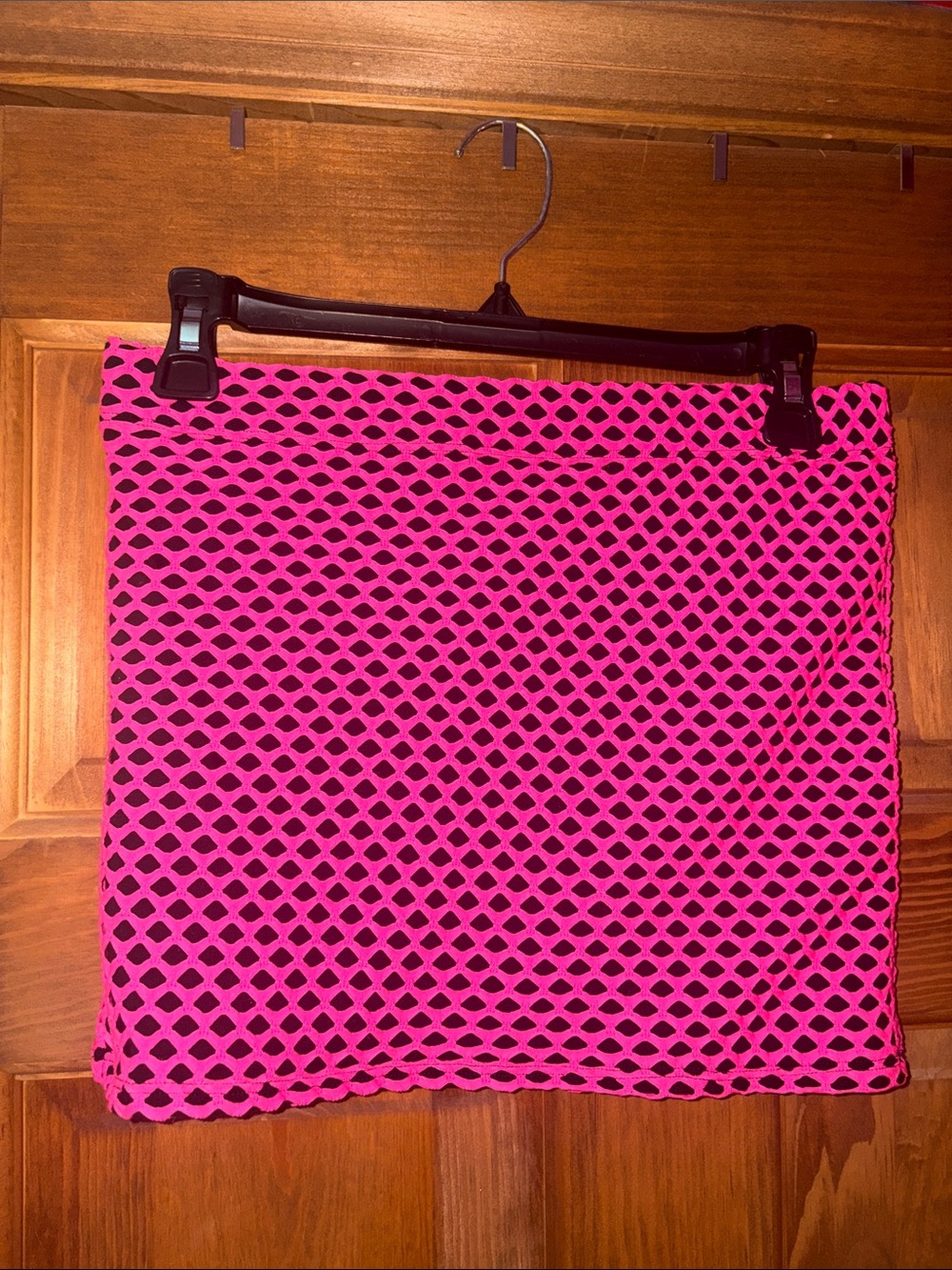 Pink Fishnet Overlay Mini Skirt ~ Cybergoth